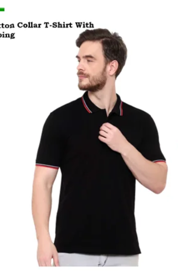 Cotton Polo T-Shirt with Tipping