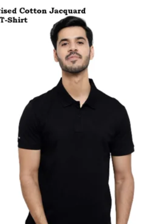 Mercerised Cotton Jacquard Polo T-Shirt