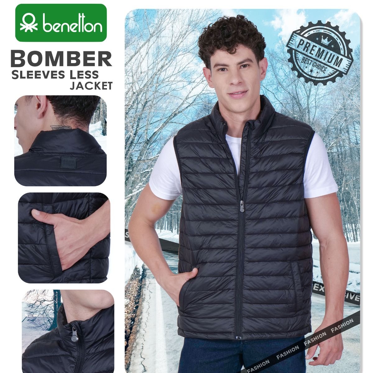 Benetton Men's Sleeveless Bomber Jacket