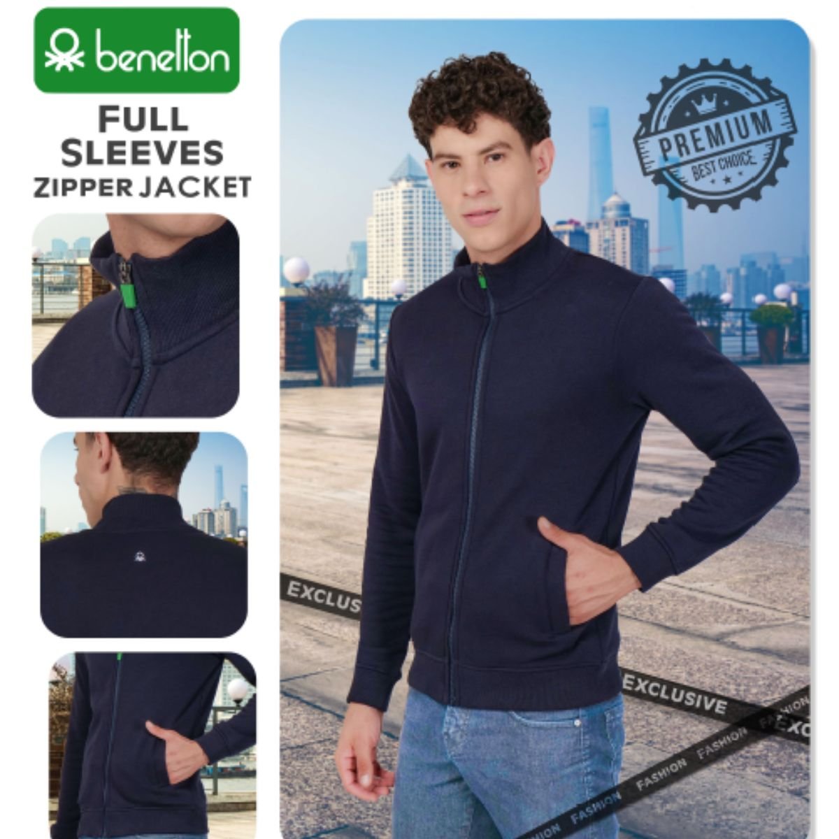Benetton Full Sleeves Zipper Jacket