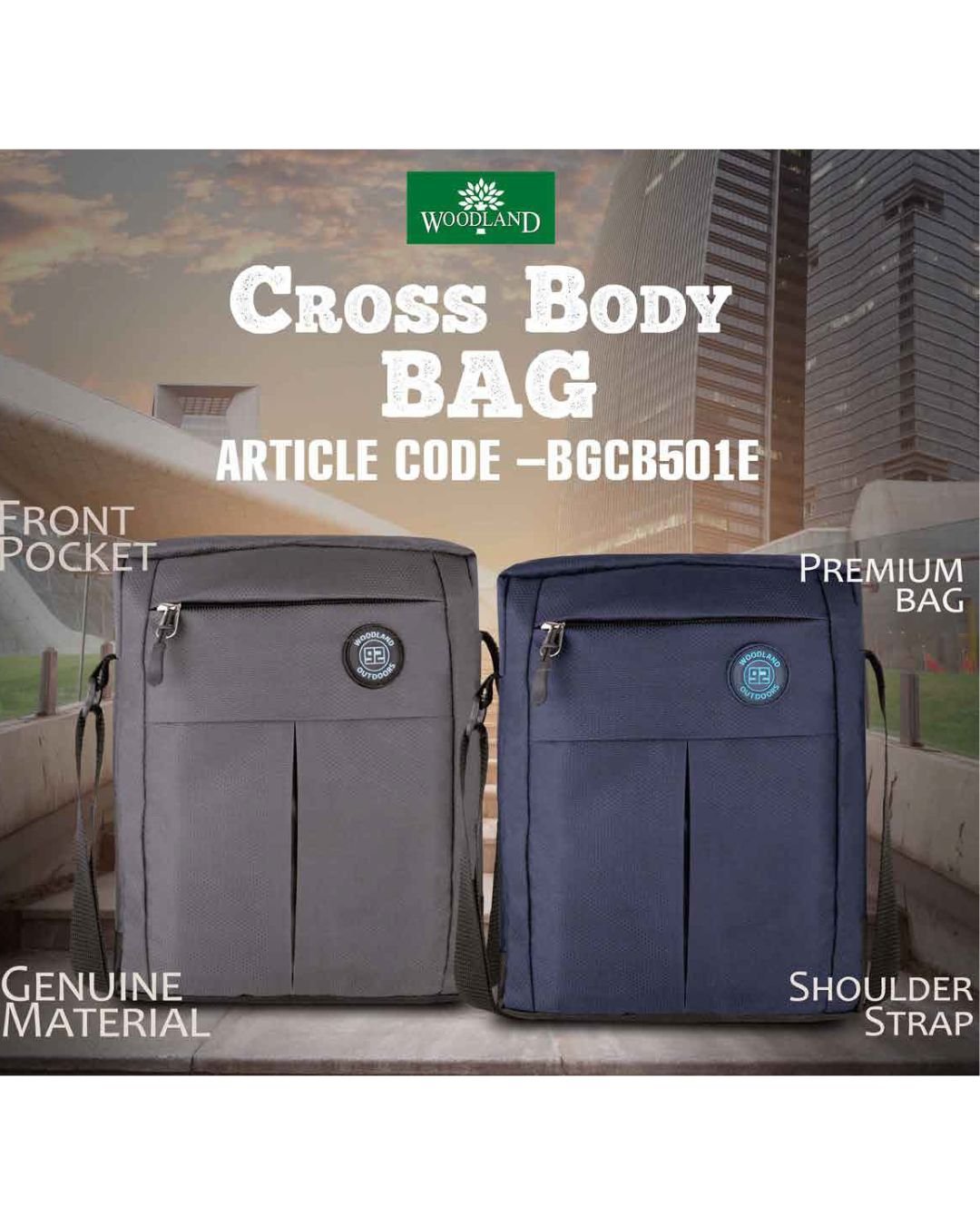 Woodland Men’s Crossbody Sling Bag with Front Pocket