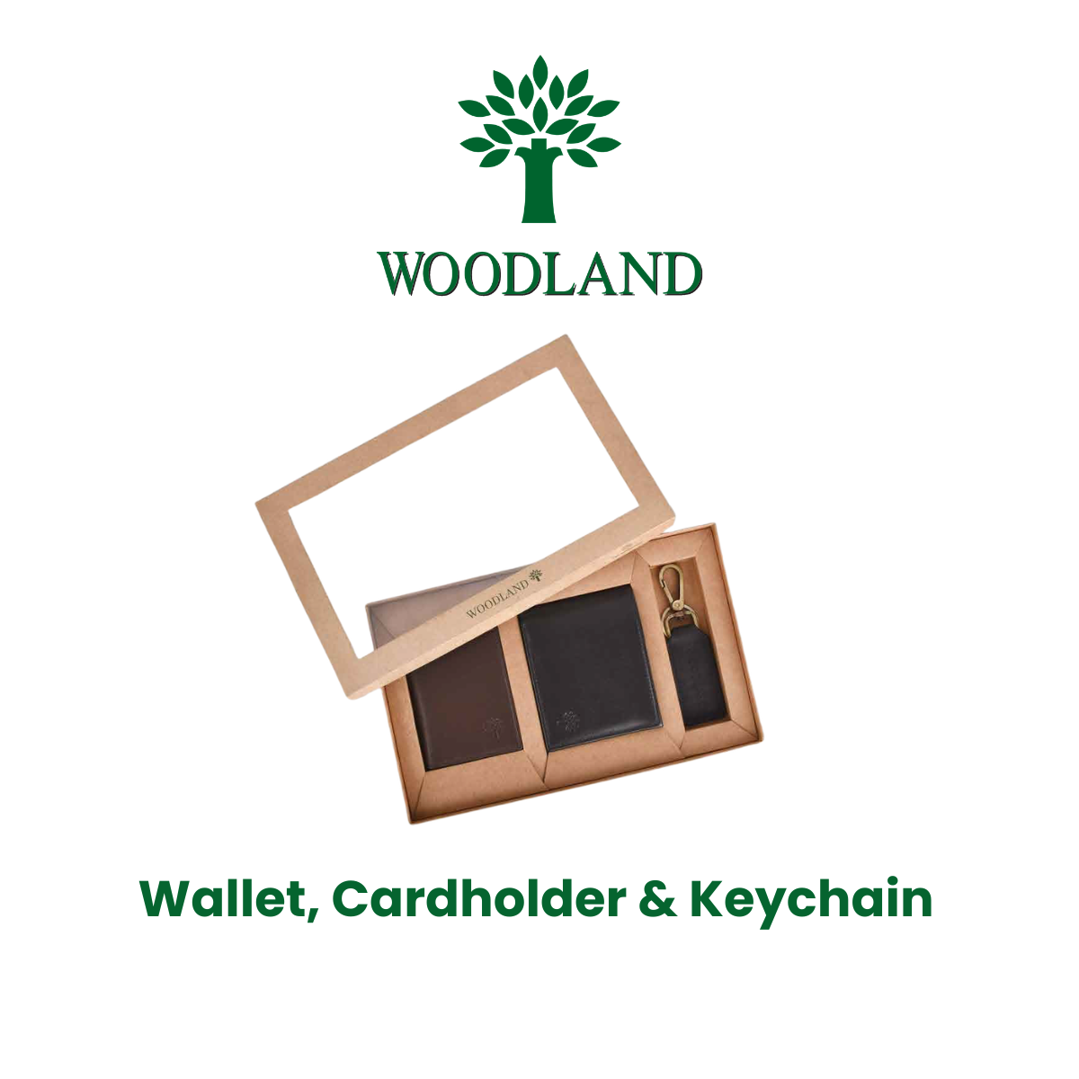 Woodland Men’s 3-in-1 Leather Gift Set – Wallet, Cardholder & Keychain Combo