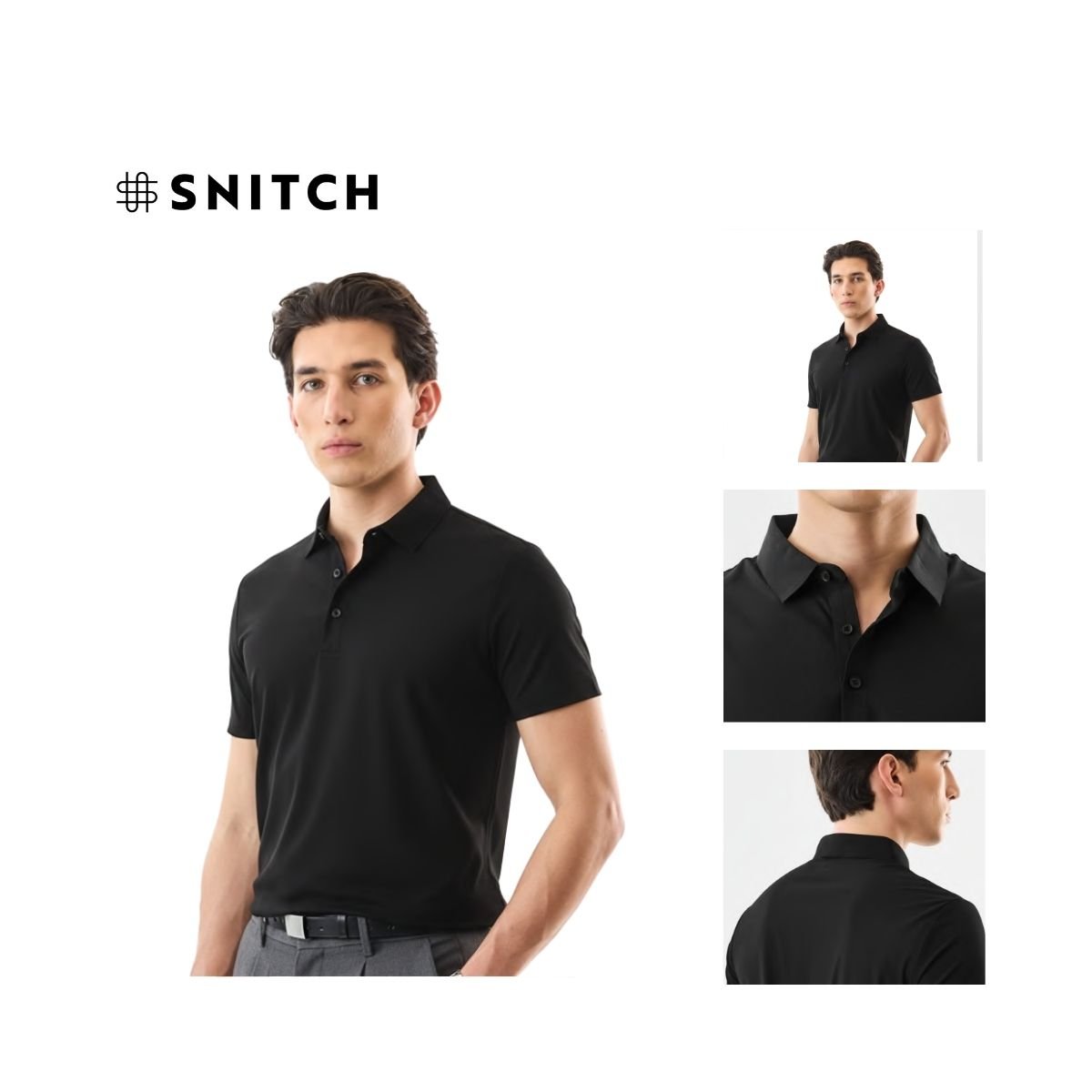 Snitch Solid Technical Stitchless Polo T-Shirt