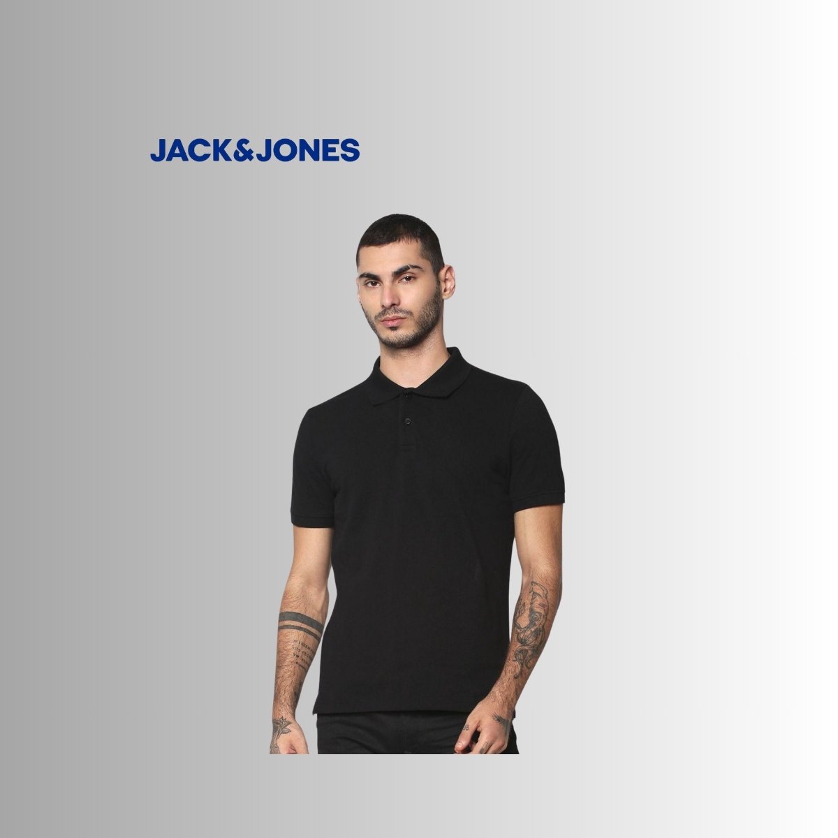 Jack & Jones Men's Plain Cotton Honeycomb Pique Polo Shirt