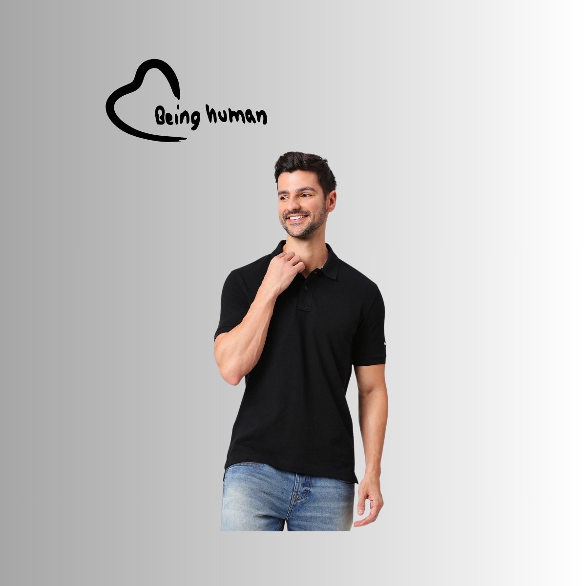 Being Human Men's Pure Cotton Polo T-Shirt