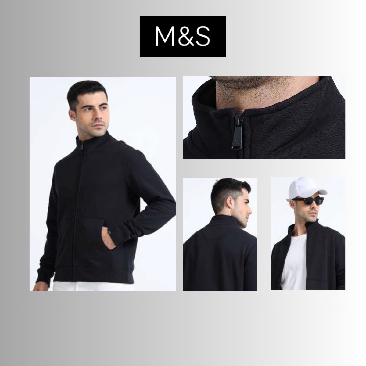 M&S Men's Rich Cotton Regular Fit High Neck Sweatshirt