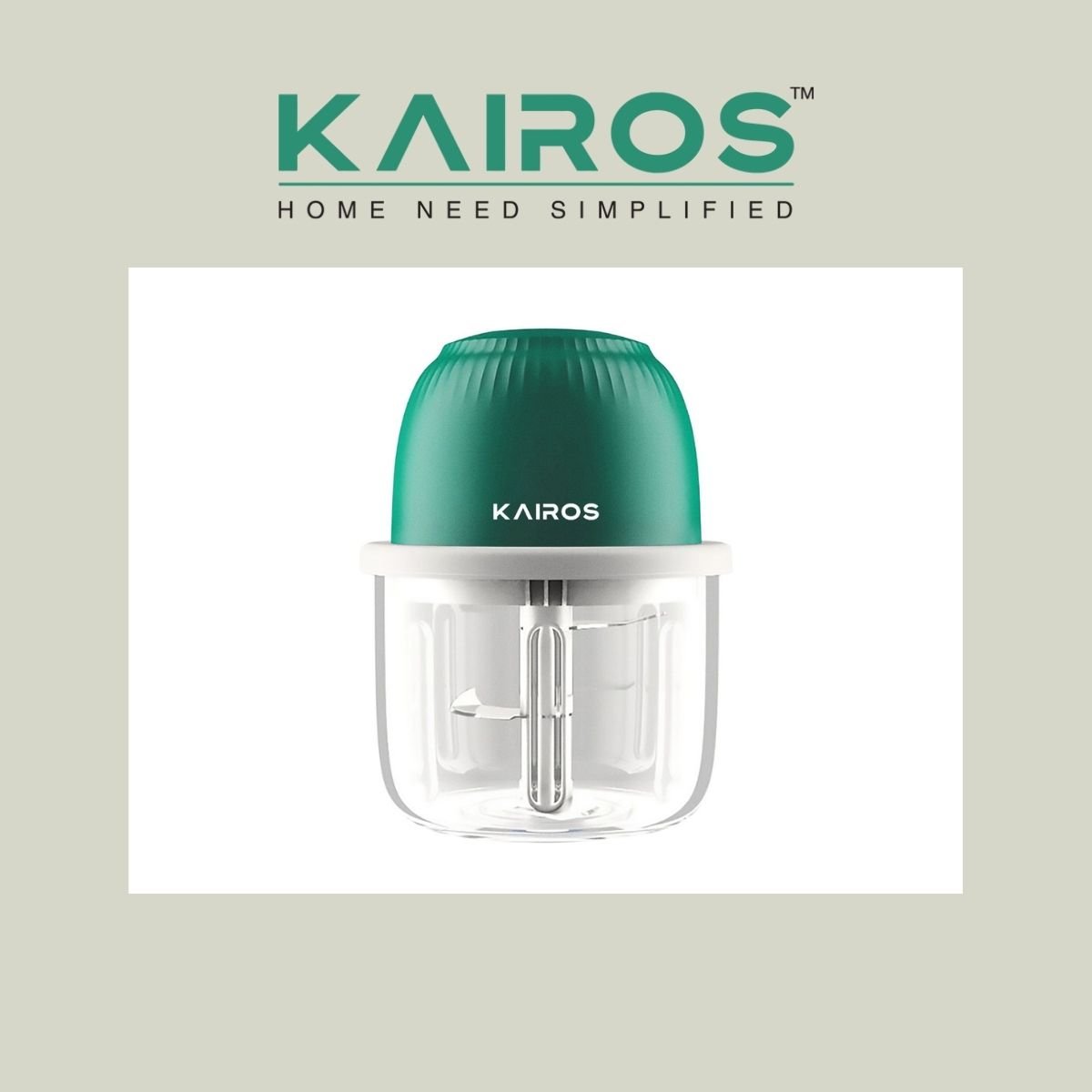 Kairos Chop Mate Mini Rechargeable Electric Chopper with 350 ML Glass Bowl