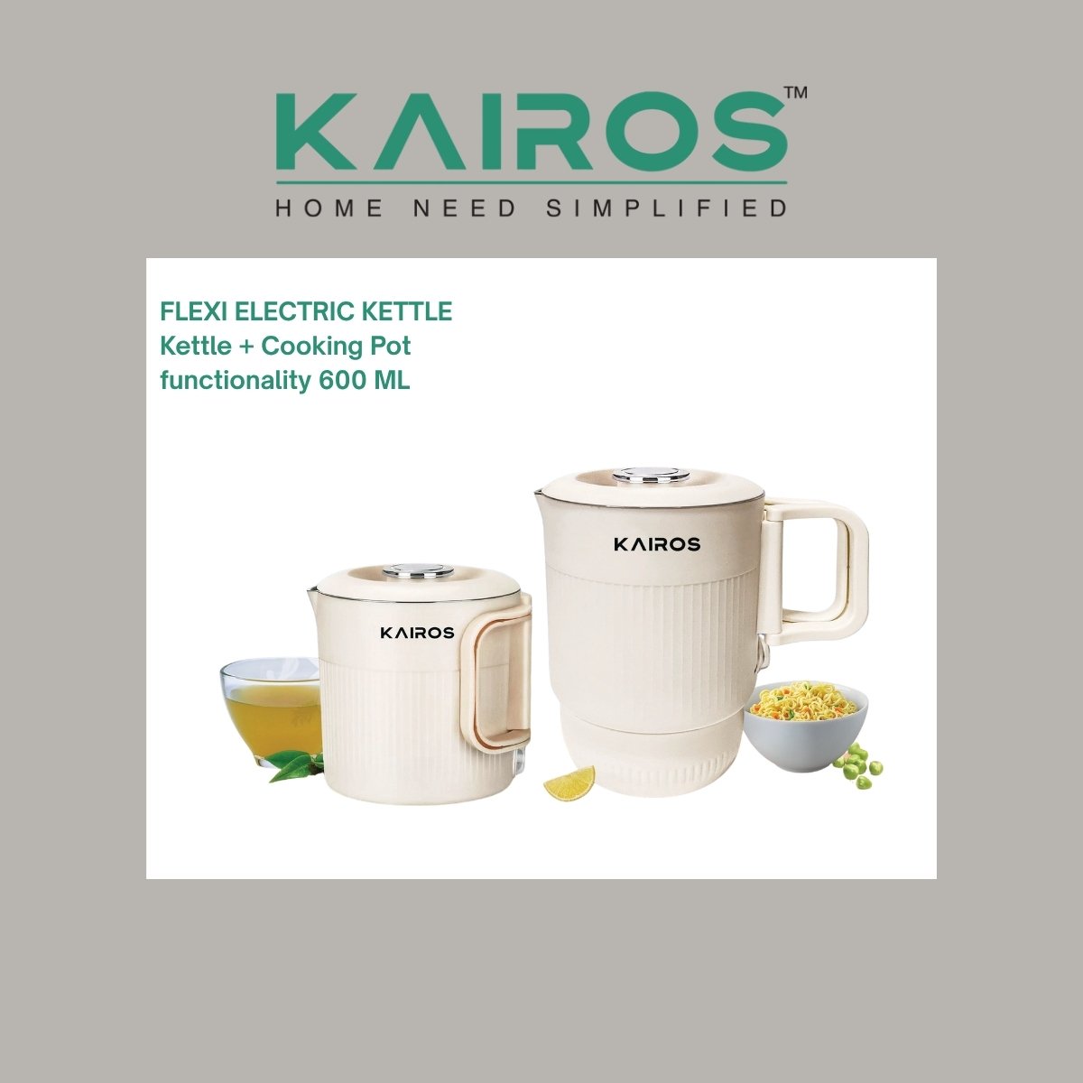 Kairos Flexi Electric Kettle & Cooking Pot (600 ML / 600W)