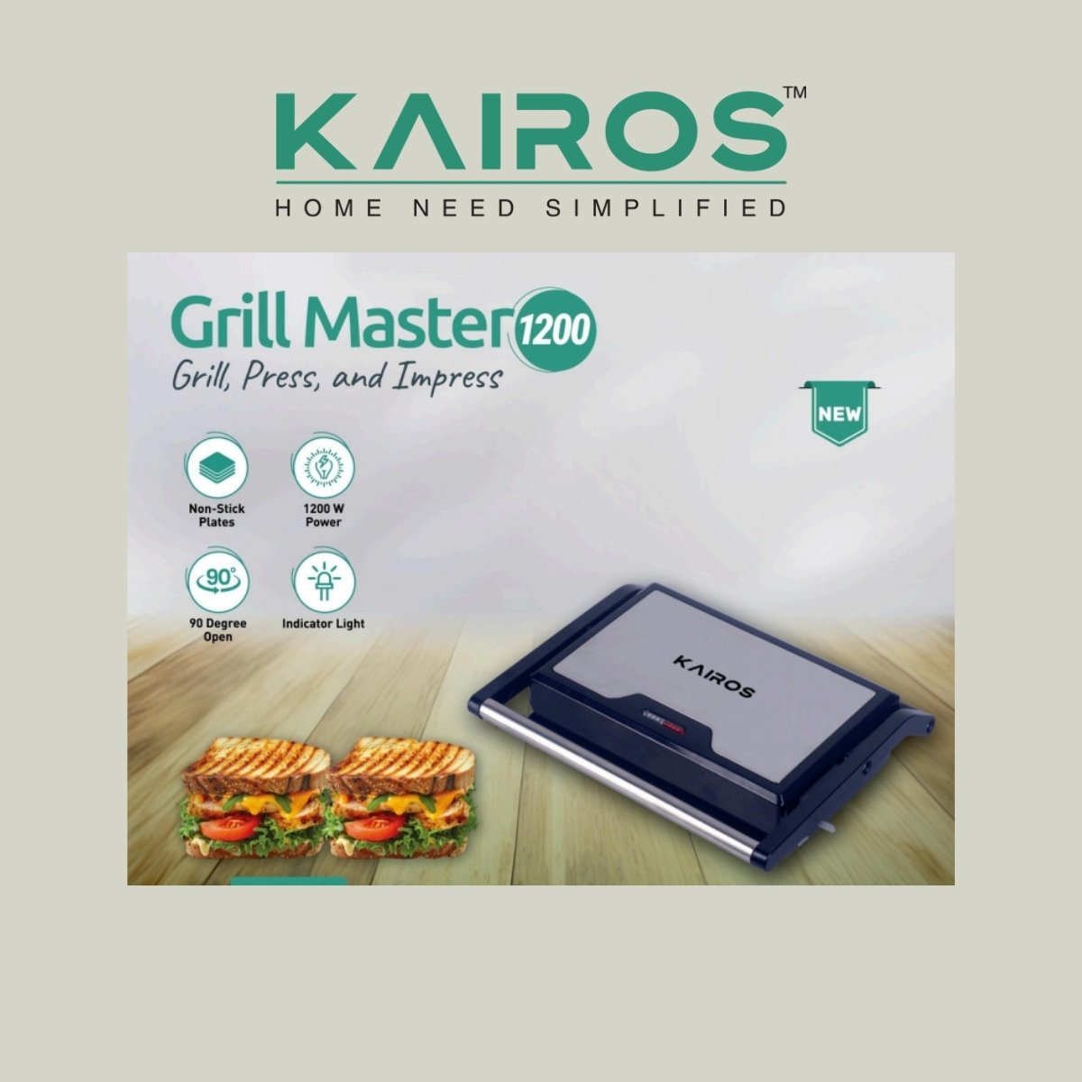 Kairos Grill Master 1200 Electric Grill & Press