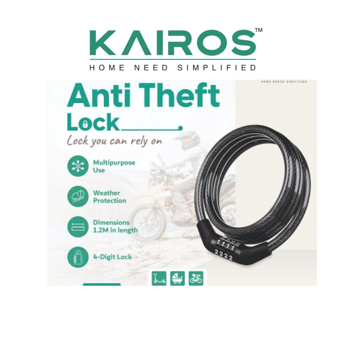 Kairos Anti-Theft Resilient Cable Lock