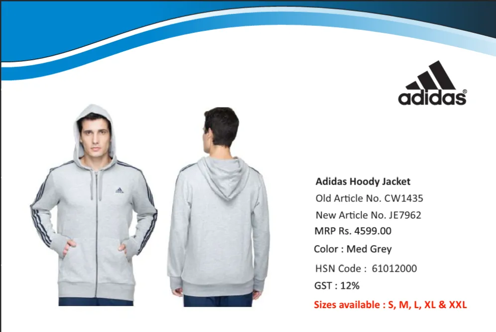 Adidas Men’s Black & White Hoody Jacket