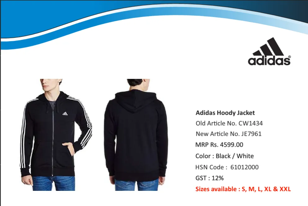 Adidas Men’s Black & White Hoody Jacket