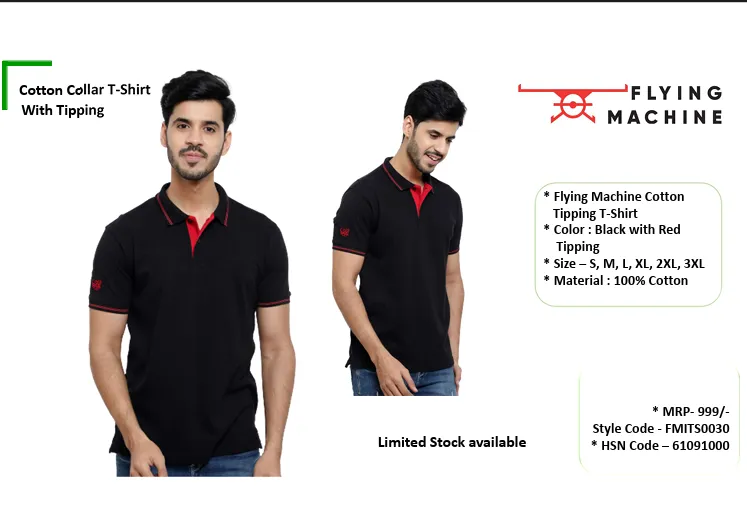 Cotton Polo T-Shirt with Red Tipping