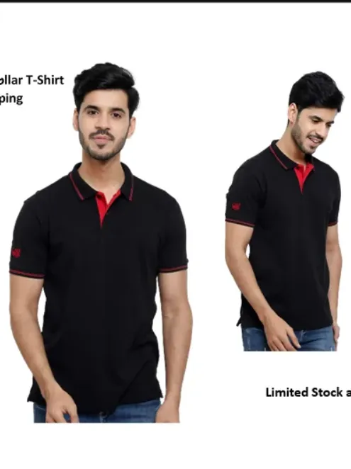 Cotton Polo T-Shirt with Red Tipping