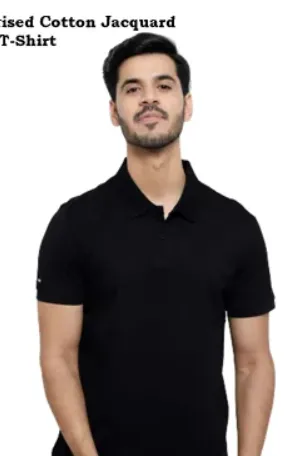 Mercerised Cotton Jacquard Polo T-Shirt
