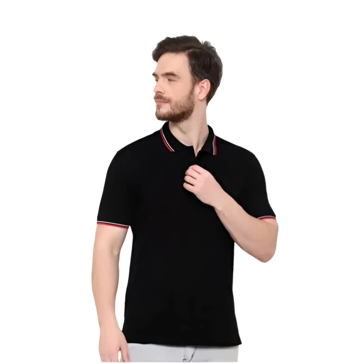 Cotton Polo T-Shirt with Tipping