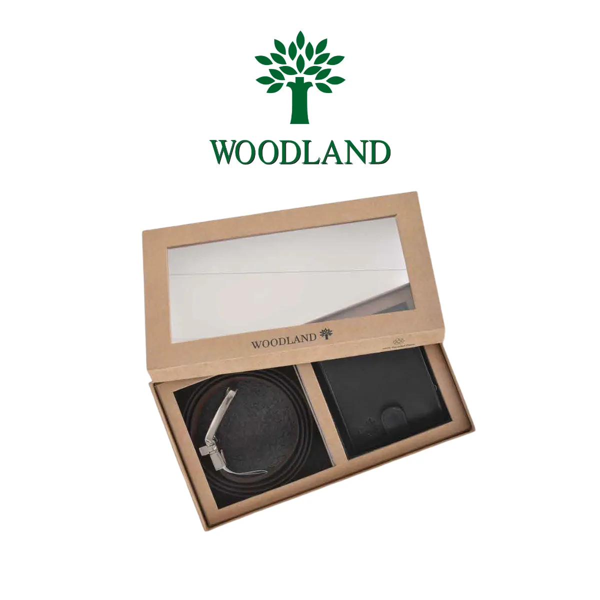 Woodland Men’s Genuine Leather Wallet & Belt Combo Gift Set