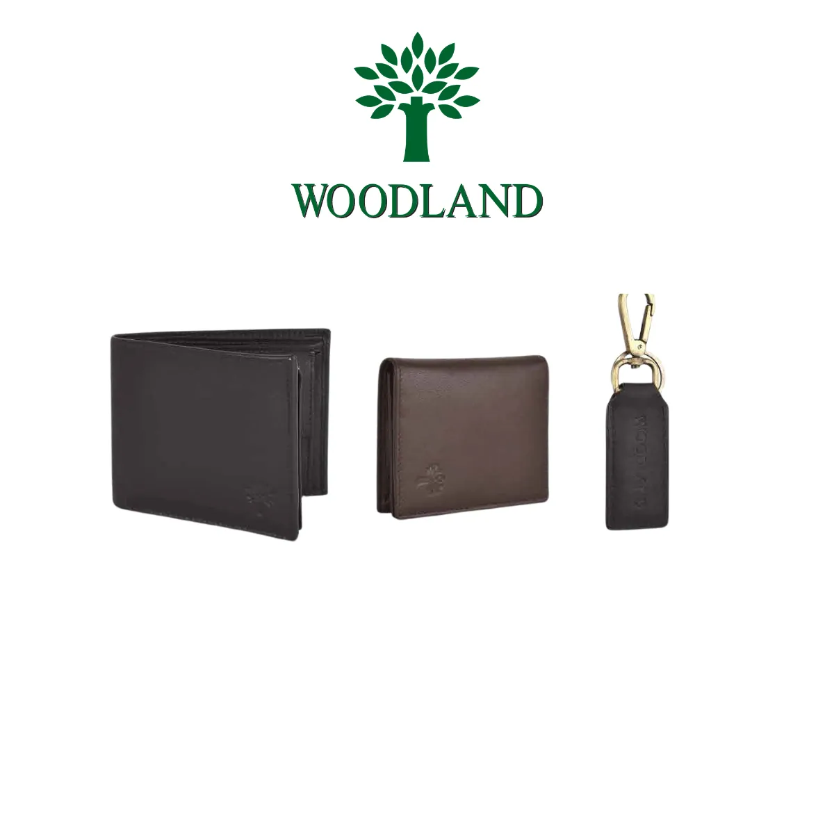 Woodland Men’s 3-in-1 Leather Gift Set – Wallet, Cardholder & Keychain Combo