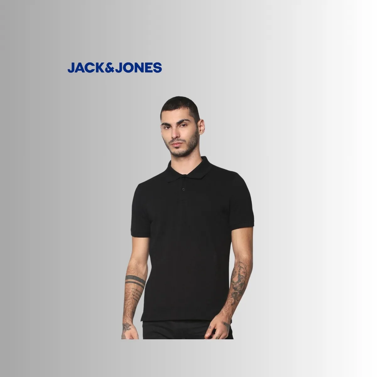 Jack & Jones Men's Plain Cotton Honeycomb Pique Polo Shirt