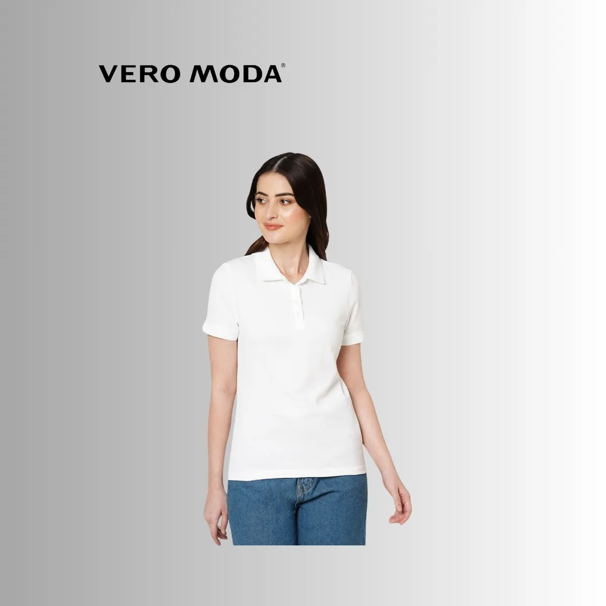 Vero Moda Women's Jacquard Polo T-Shirt