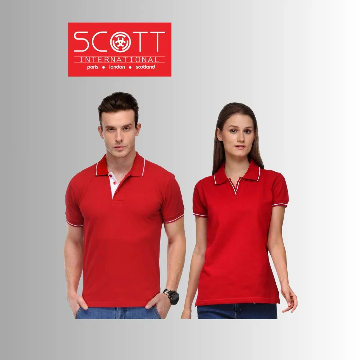 Scott International Organic Bio-Washed Tipped Polo T-Shirt