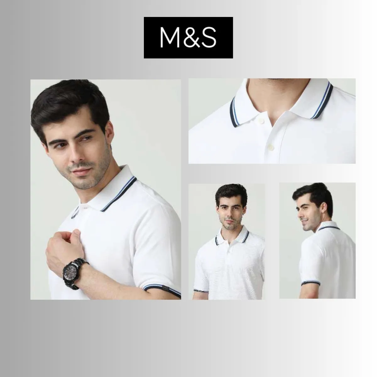 M&S Premium Cotton Tipping Polo T-Shirt