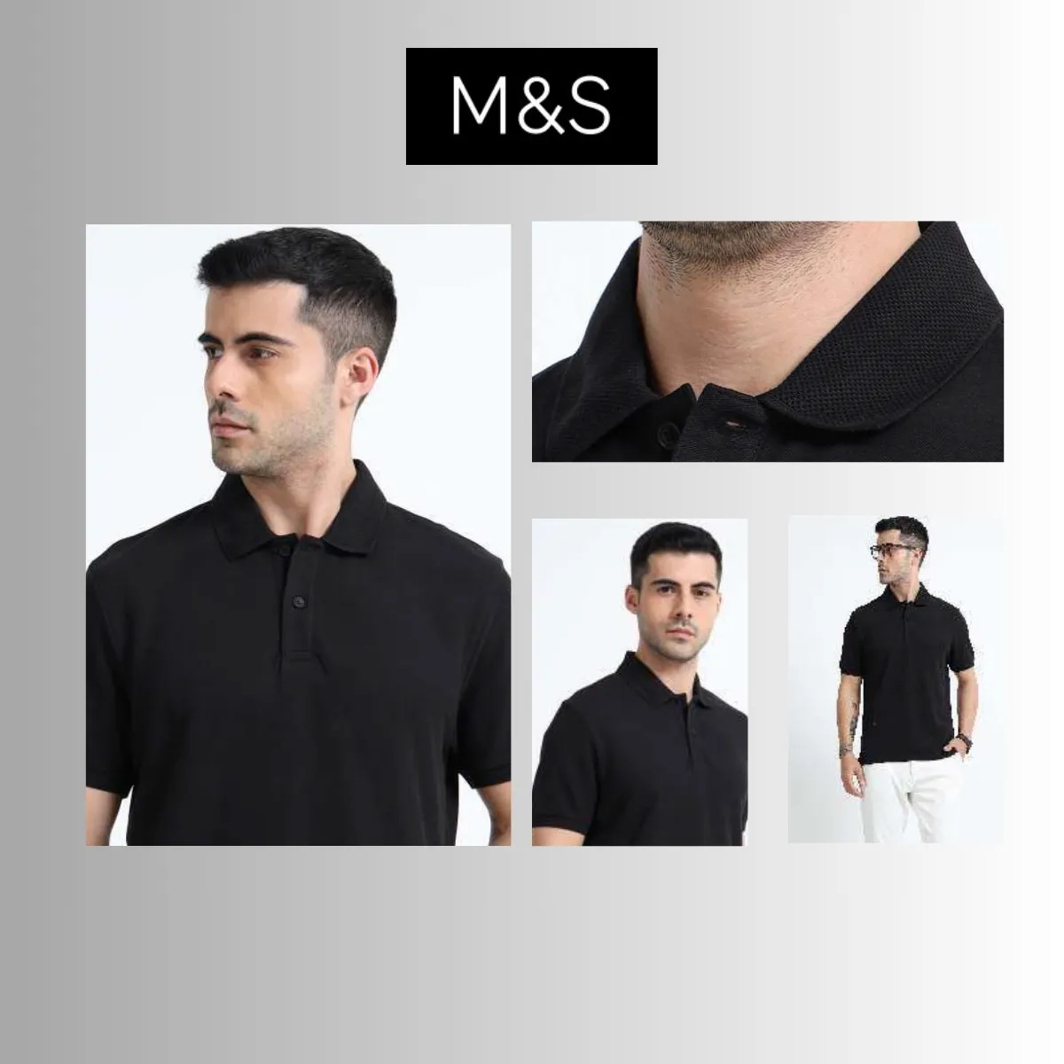 M&S Premium Pure Cotton Jacquard Polo T-Shirt