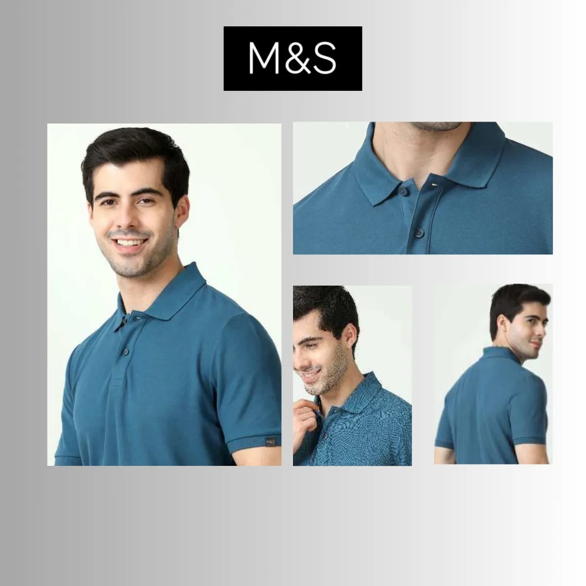 M&S Men's Rich Cotton Solid Polo T-Shirt