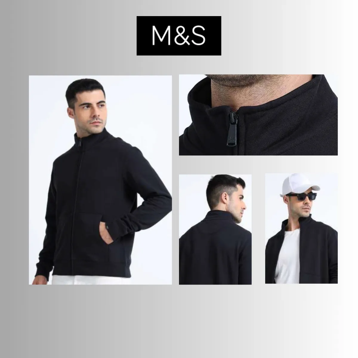 M&S Men's Rich Cotton Regular Fit High Neck Sweatshirt