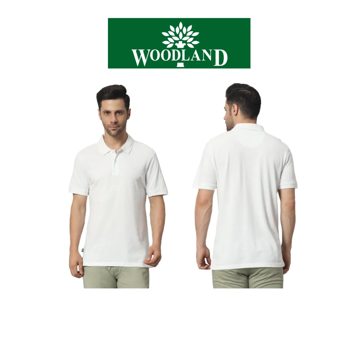 Woodland Men's 100% Cotton Solid Polo T-Shirt with Wetwick Technology