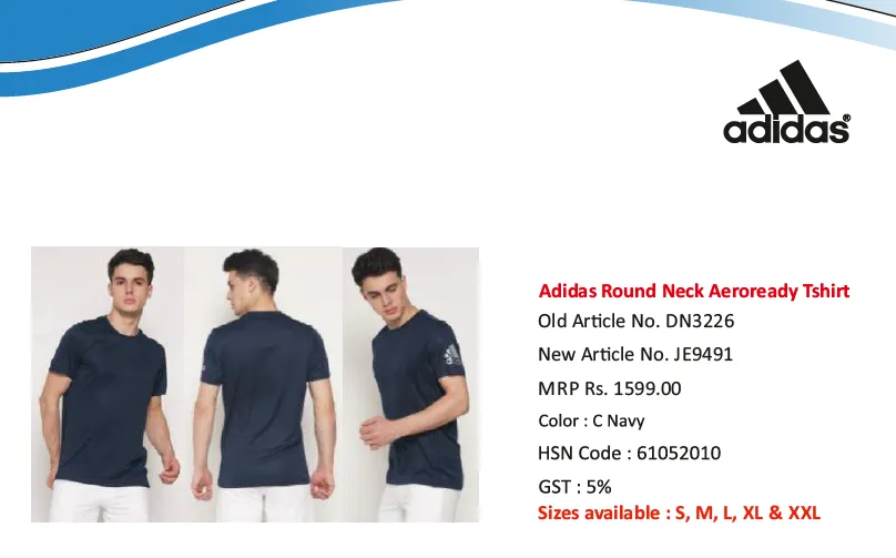 Adidas Round Neck AEROREADY T-Shirt for Men | Breathable Gym & Running Wear (Multi-Color)