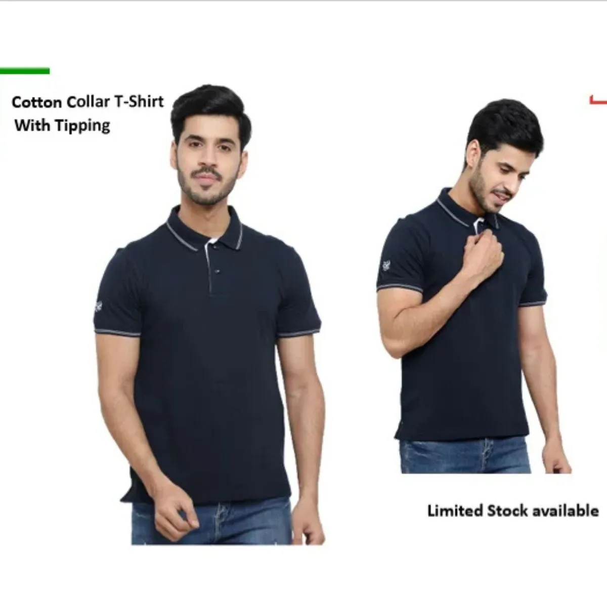 Cotton Polo T-Shirt with Red Tipping