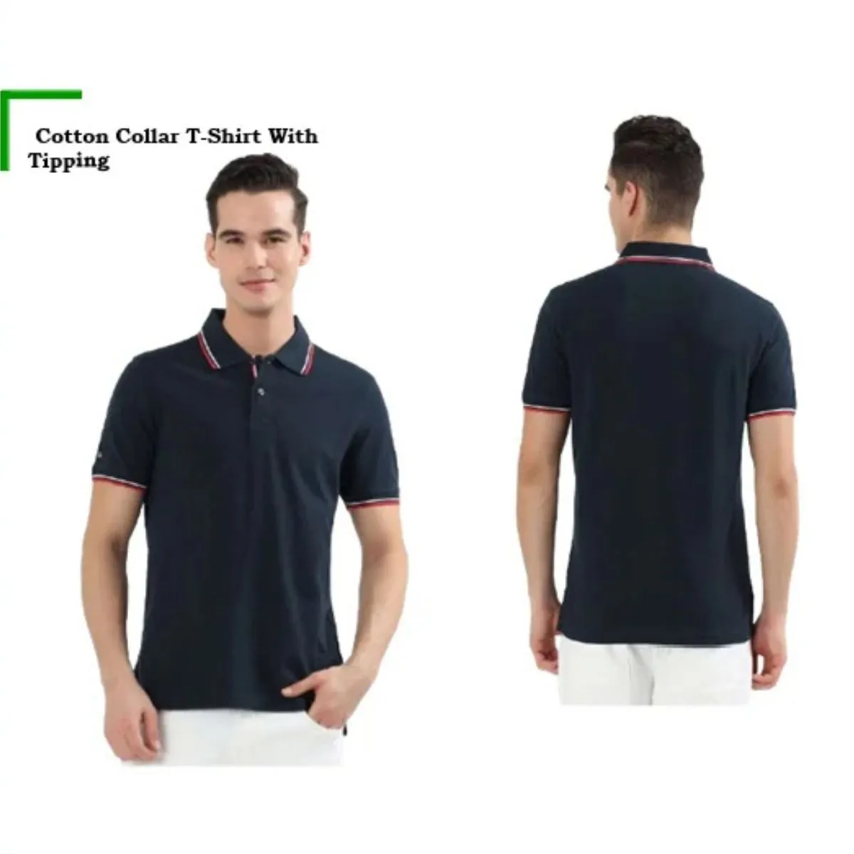 Cotton Polo T-Shirt with Tipping