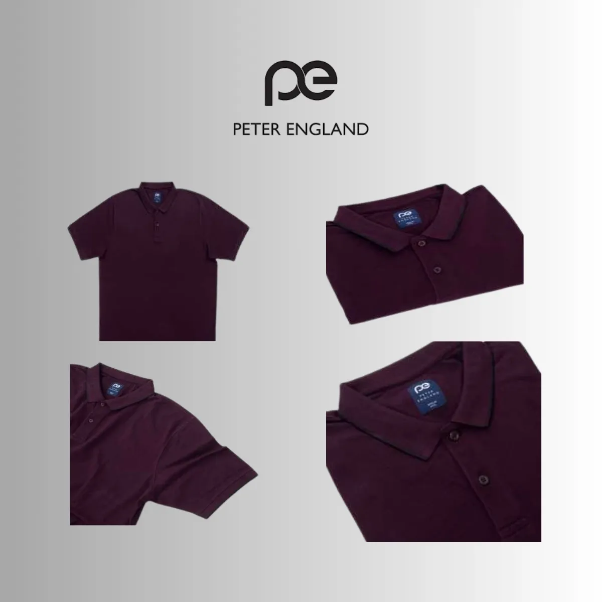 Peter England Men's Tipped Collar Cotton Blend Polo T-Shirt