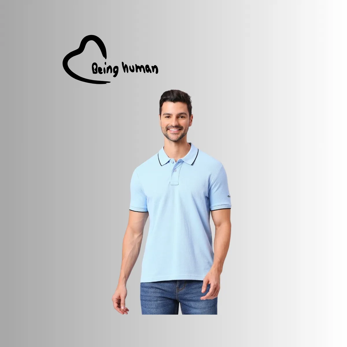 Being Human Men's Pure Cotton Tipped Polo T-Shirt