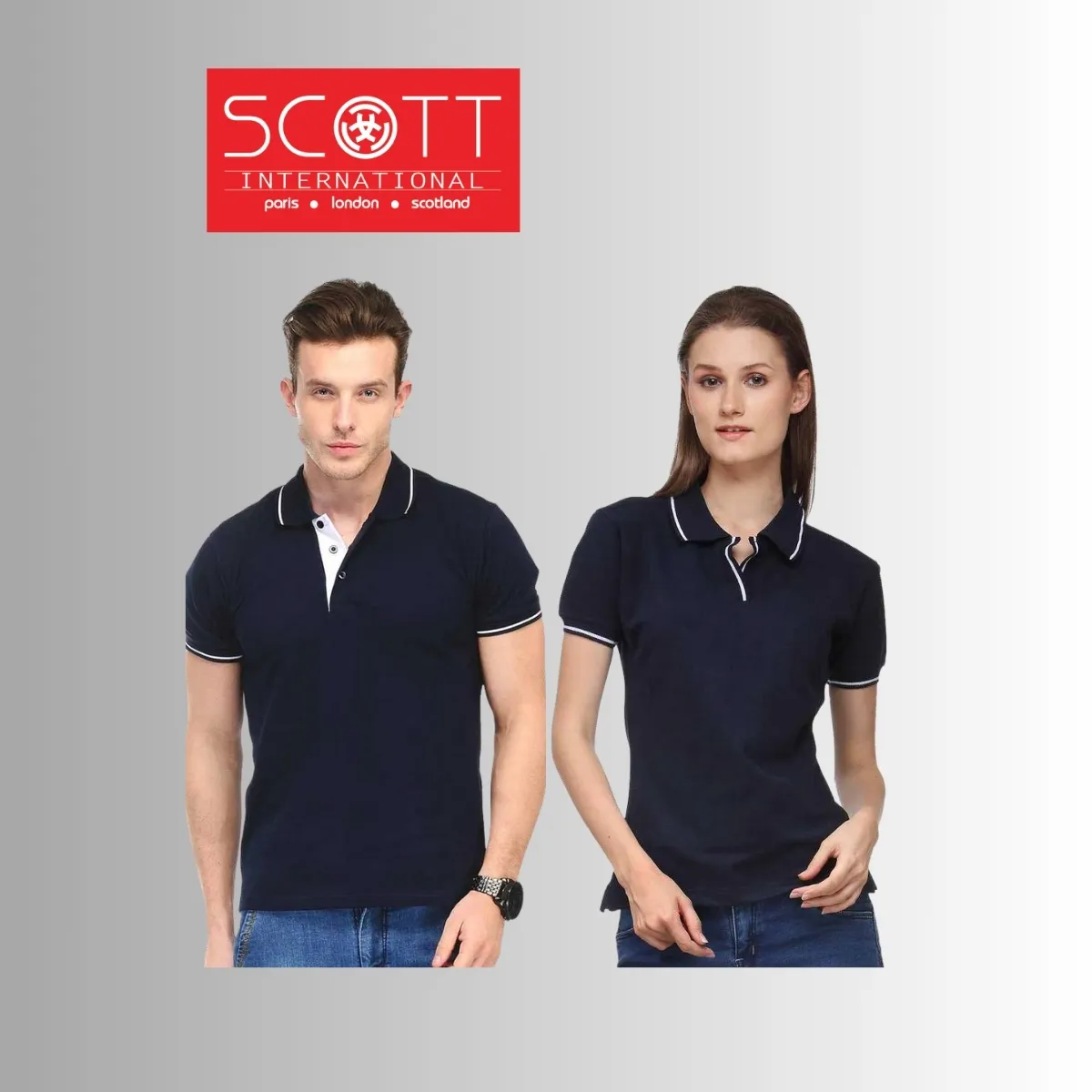Scott International Organic Bio-Washed Tipped Polo T-Shirt