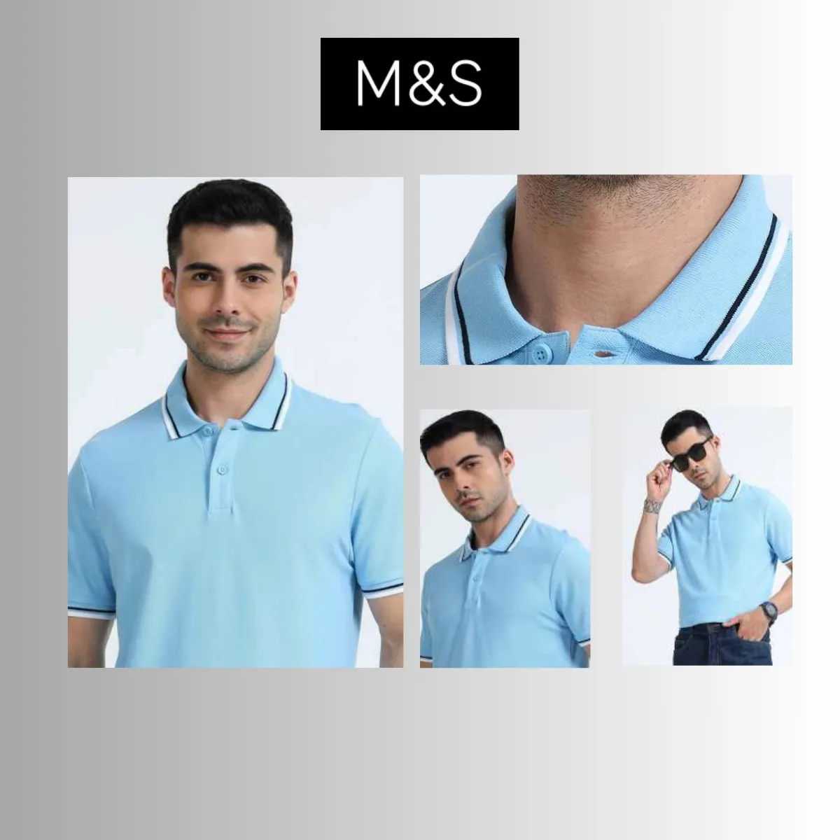 M&S Premium Cotton Tipping Polo T-Shirt