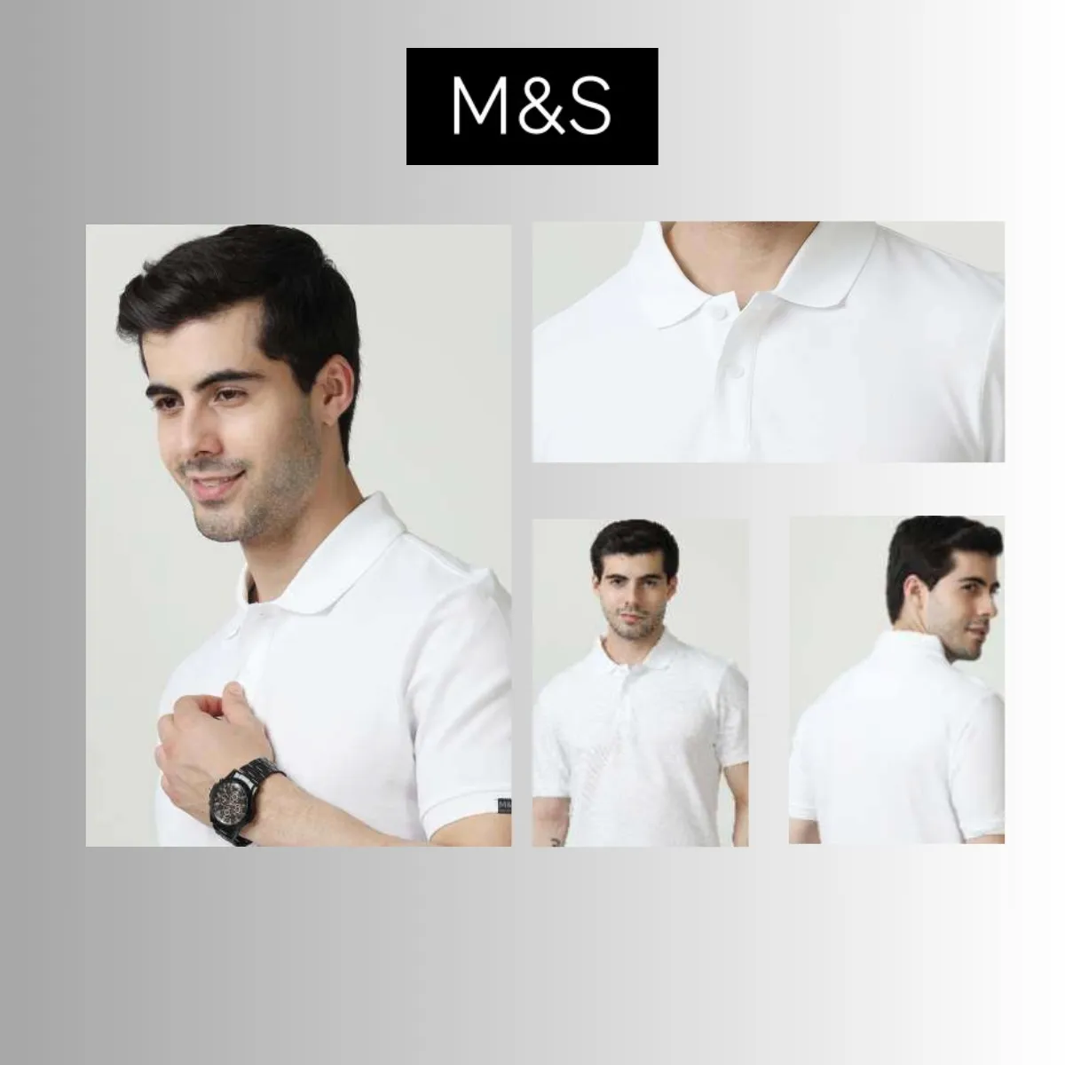 M&S Men's Rich Cotton Solid Polo T-Shirt